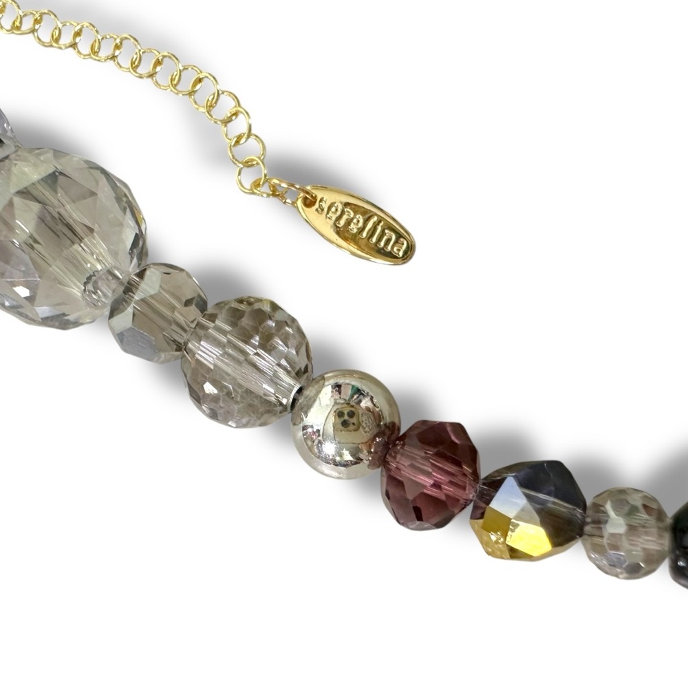 Anthropologie Serefina Chunky Mixed Beaded Retro 50’s Necklace Dark Grey NWT - Picture 13 of 14